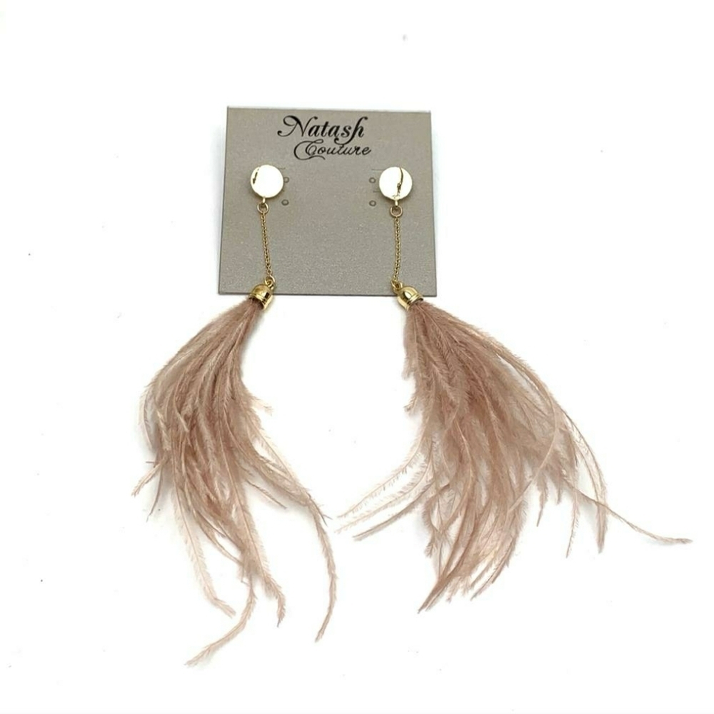 Natasha Couture  Feathers with chain  Earrings